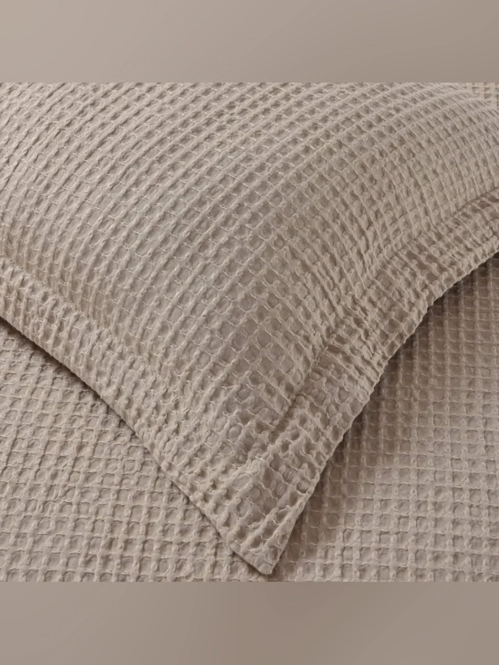 Neutral Beige Waffle-Textured king 3 piece Bedding Set